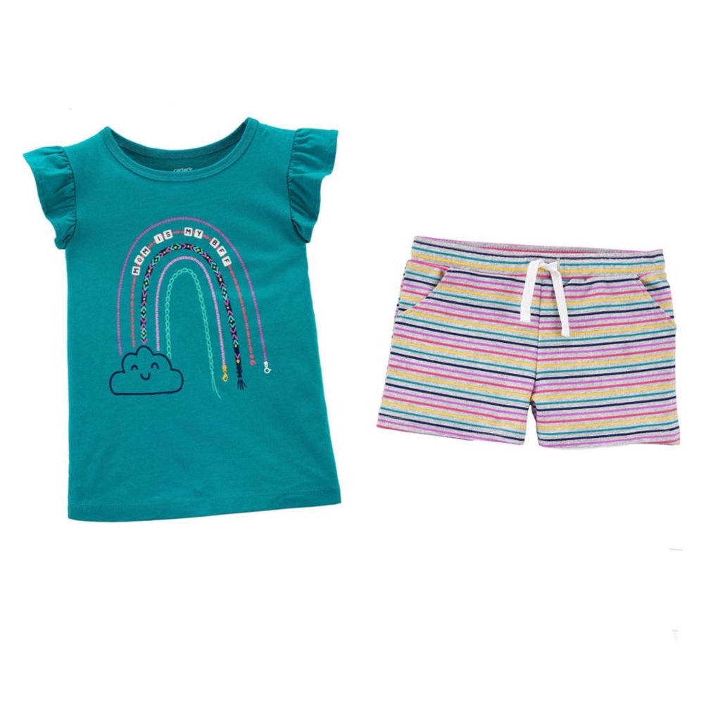 “Mom is my BFF” Graphic Tee & Multi Striped Pull-On Shorts from Carter’s